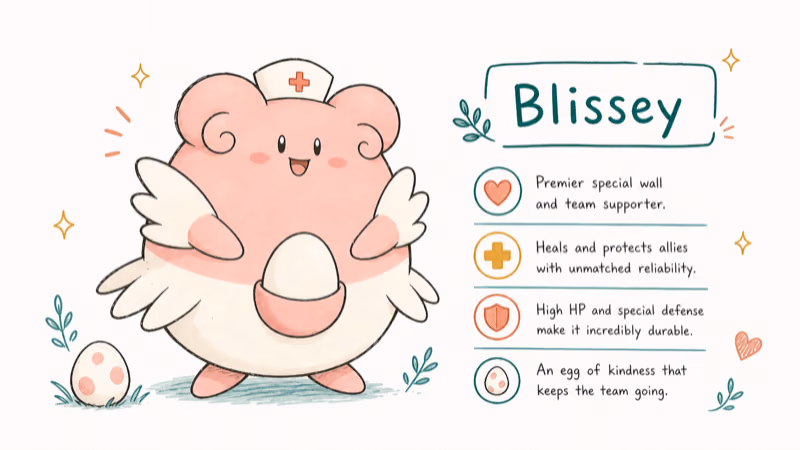 Hand-drawn illustration: Blissey