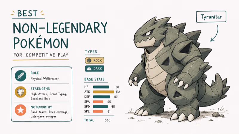 Hand-drawn illustration: Tyranitar