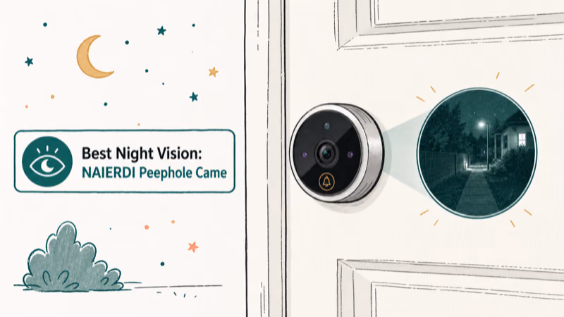 Hand-drawn illustration: Best Night Vision: NAIERDI Peephole Camera