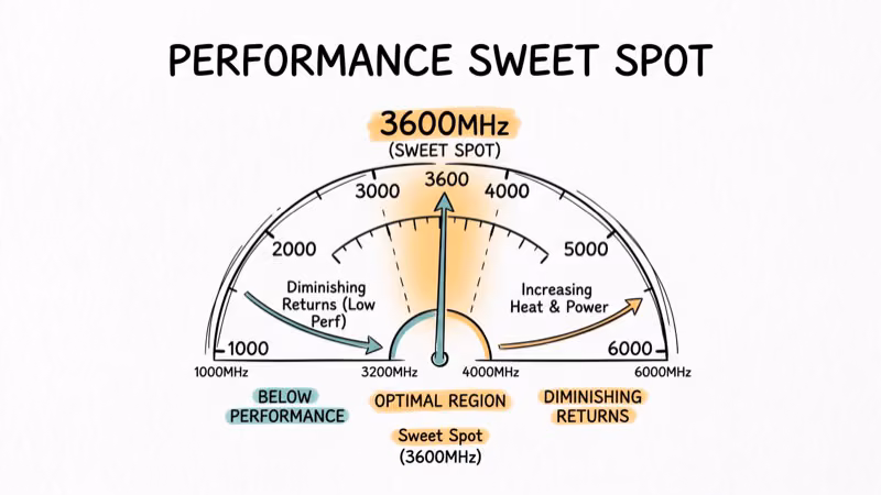 Speedometer showing 3600MHz as the optimal RAM frequency sweet spot for Ryzen
