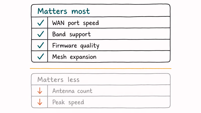 Priority list of Starlink router specs ranking WAN port speed and firmware quality