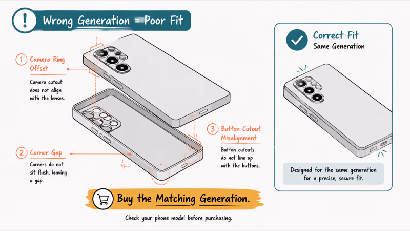 Why a newer Galaxy Ultra case misaligns on the S25 Ultra body