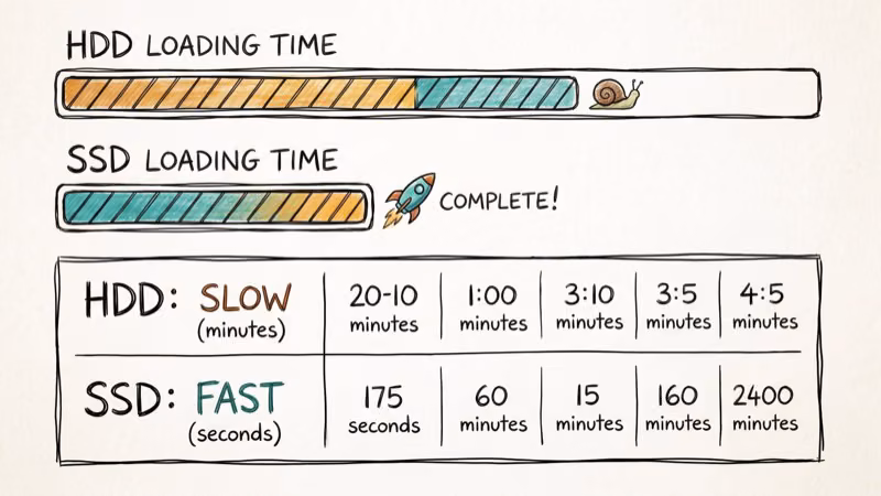 PS4 game load time comparison between stock HDD and Samsung 870 EVO SSD