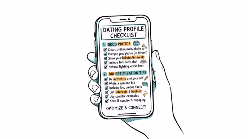 Dating app profile optimization checklist with photos bio and verification tips