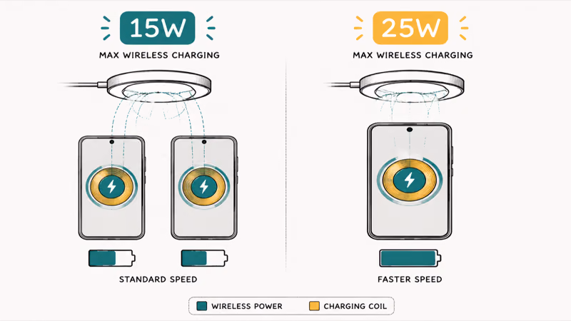 Pixel ten wireless charging ceilings fifteen watts versus twenty five watts on XL
