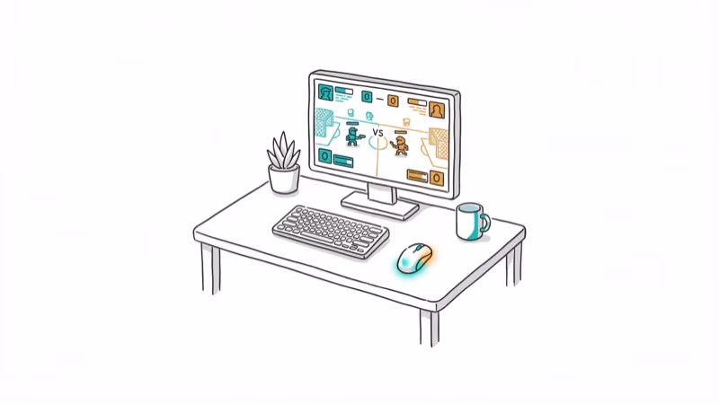 Gaming desk setup with compact wireless mechanical keyboard RGB mouse and monitor