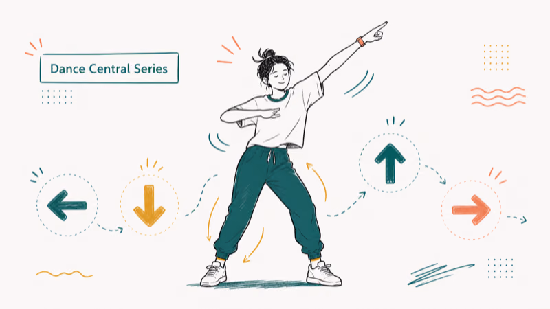 Hand-drawn Dance Central Series illustration