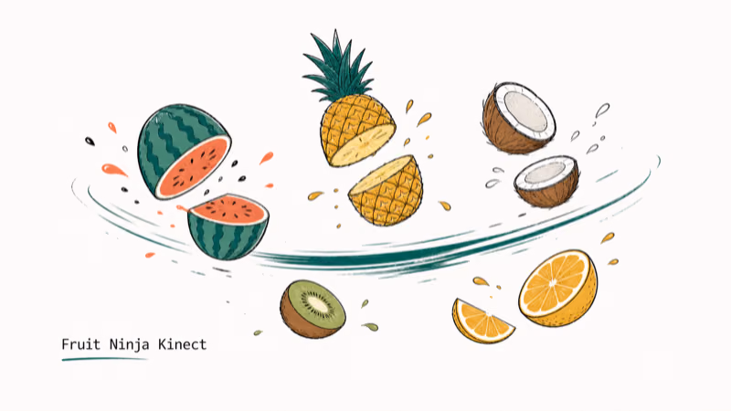 Hand-drawn Fruit Ninja Kinect illustration