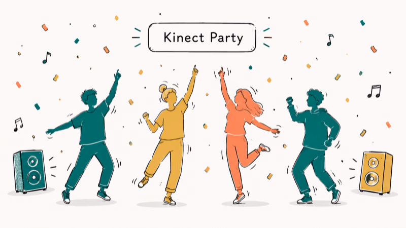 Hand-drawn Kinect Party illustration