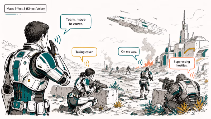 Hand-drawn Mass Effect 3 (Kinect Voice) illustration
