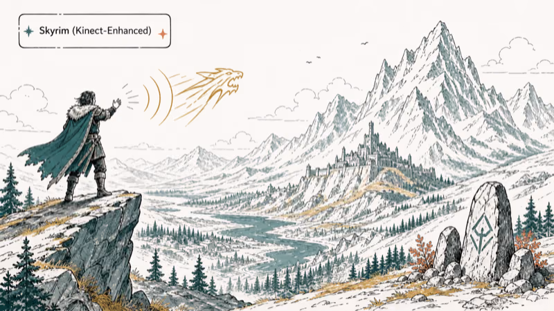 Hand-drawn Skyrim (Kinect-Enhanced) illustration
