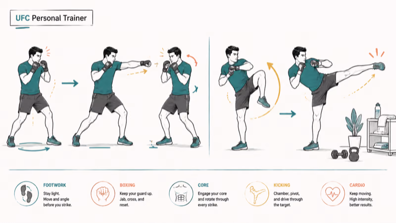 Hand-drawn UFC Personal Trainer illustration