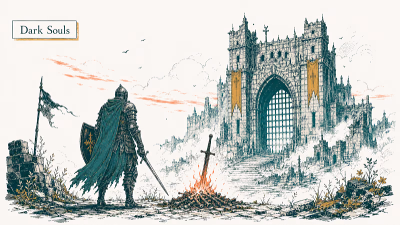 Hand-drawn Dark Souls illustration