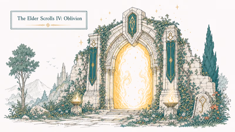 Hand-drawn The Elder Scrolls IV: Oblivion illustration