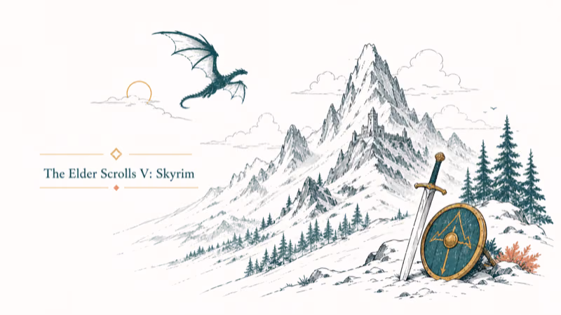 Hand-drawn The Elder Scrolls V: Skyrim illustration