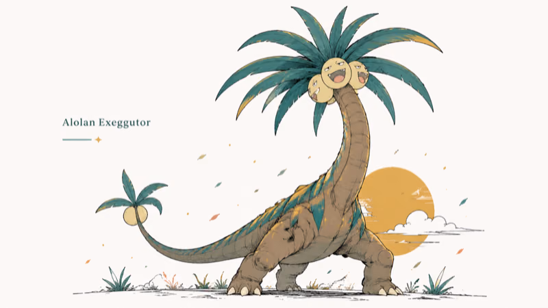 Hand-drawn illustration of Alolan Exeggutor
