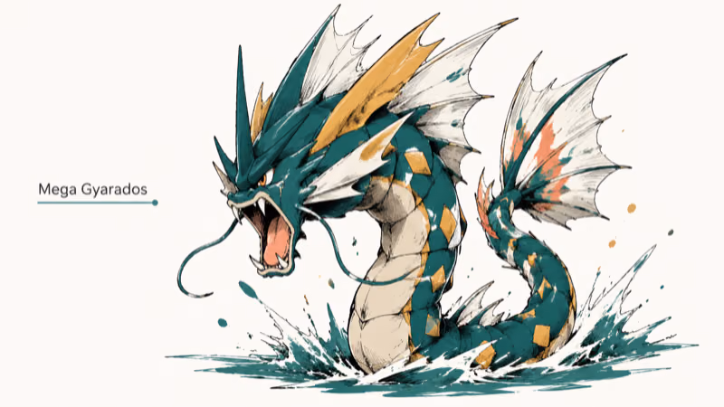 Hand-drawn illustration of Mega Gyarados