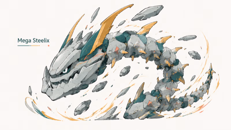 Hand-drawn illustration of Mega Steelix