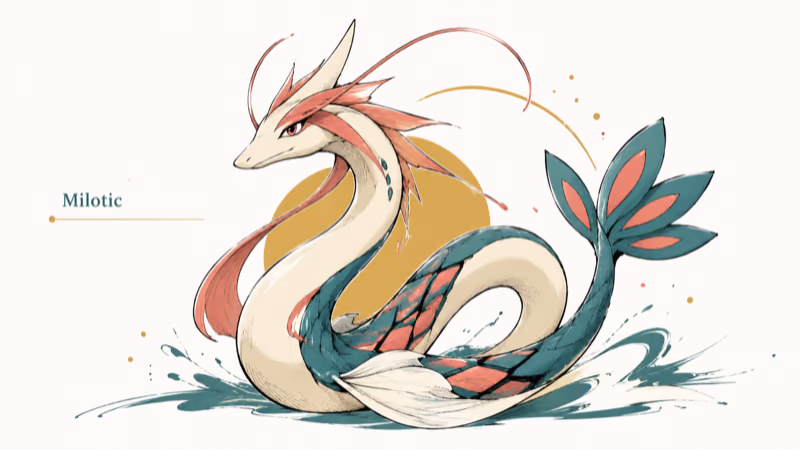 Hand-drawn illustration of Milotic