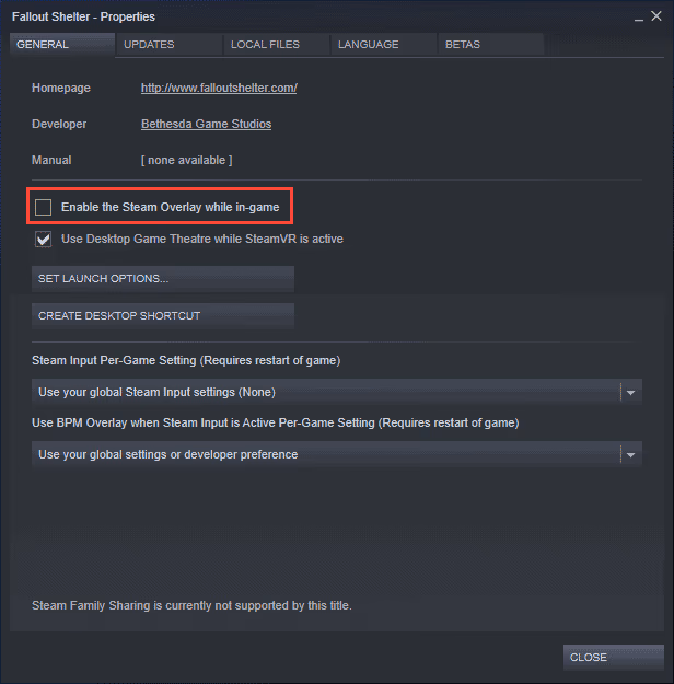 Enable the Steam overlay while in-game
