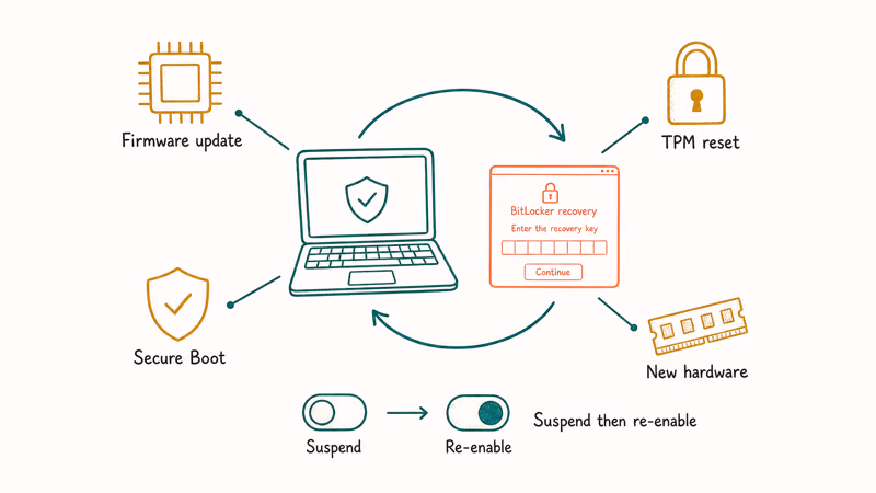 Common triggers that send BitLocker into a recovery loop after firmware or hardware changes