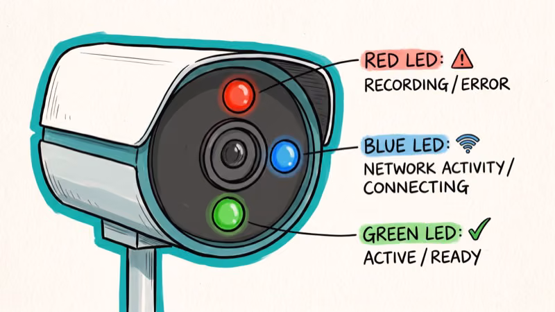 Blink camera LED indicator patterns for red blue and green lights