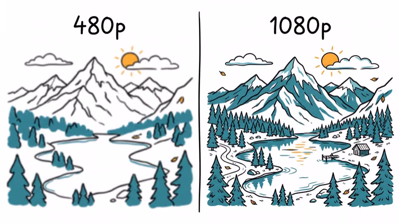 Side by side resolution comparison showing DVD 480p versus Blu-ray 1080p clarity