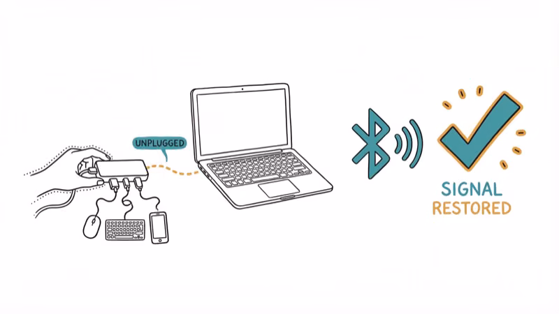 USB hub being unplugged from Mac with Bluetooth signal restoring