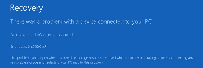 boot BCD 0xc00000e9 error