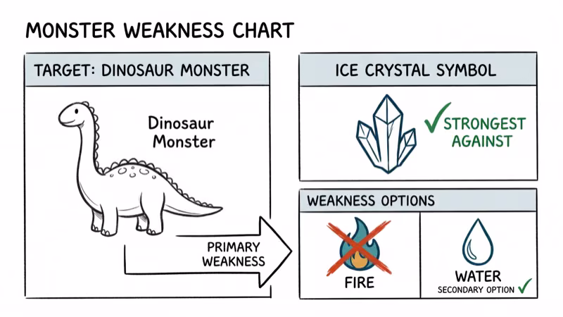 Brachydios elemental weakness chart showing ice as strongest counter