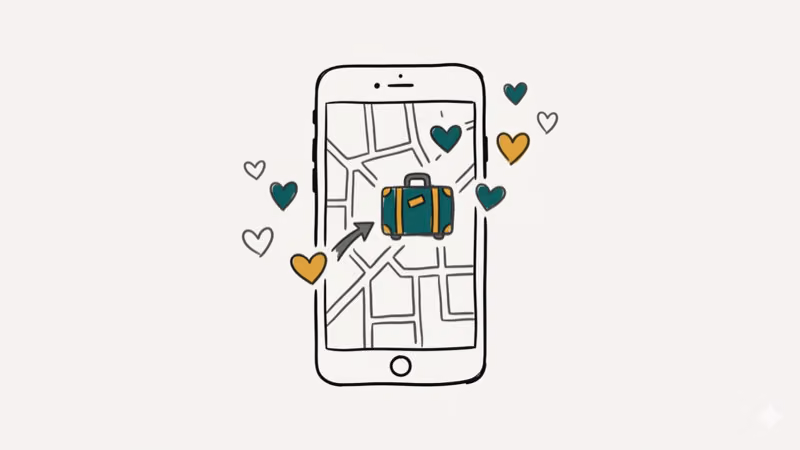 Bumble Travel Mode setup with suitcase and map destination