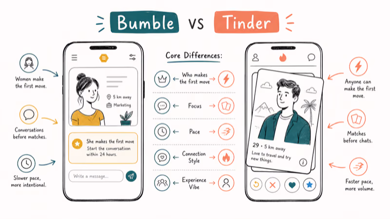 Hand-drawn illustration: Core Differences: