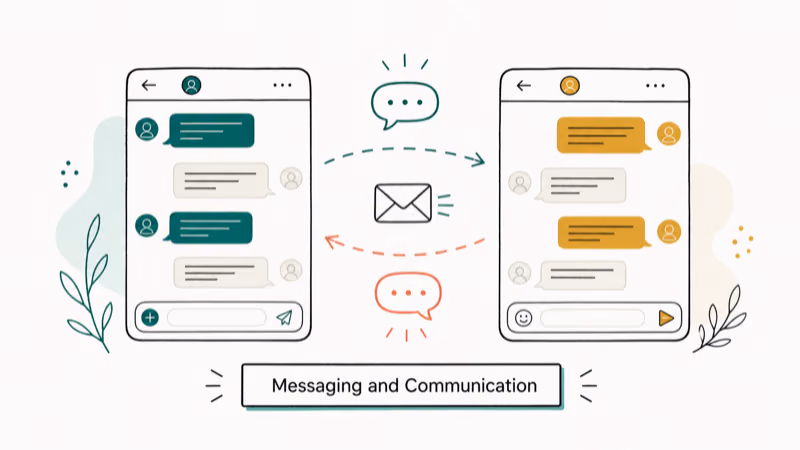 Hand-drawn illustration: Messaging and Communication