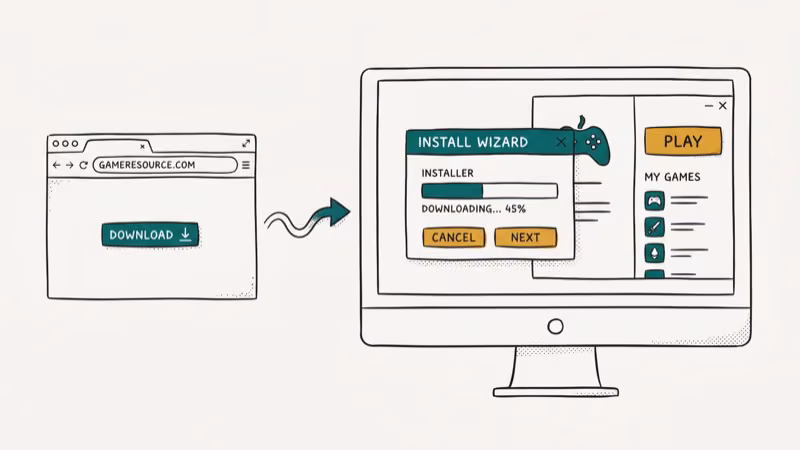 Genshin Impact PC launcher download page showing Windows install button and file size