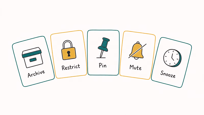 Five labeled cards showing Instagram methods to hide posts in 2026