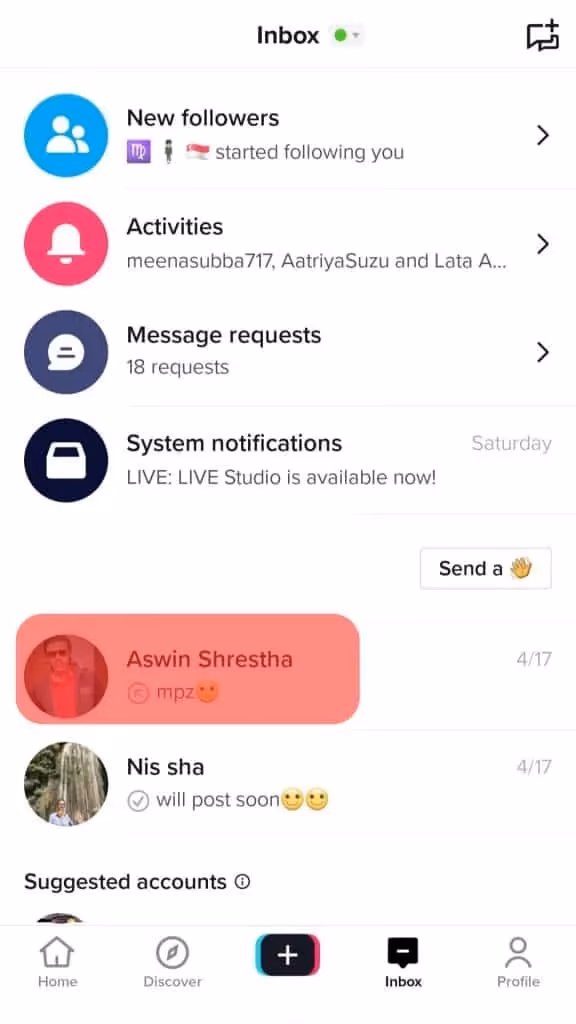 Tap into any existing 1-on-1 chat with a friend