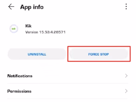Force Stop Kik