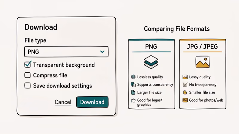 Canva PNG export settings with transparent background checkbox highlighted for Pro users