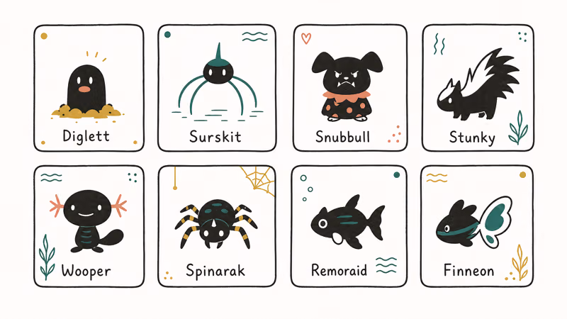 Grid of eight April 2026 Ditto disguise species in Pokemon Go
