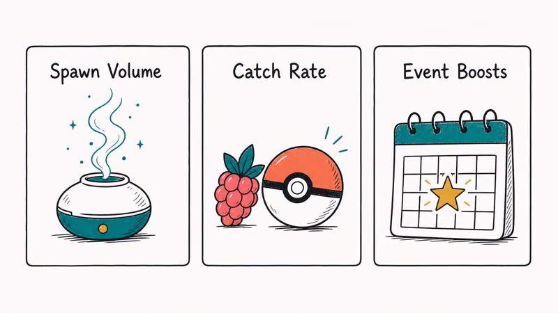 Three strategies for more Ditto: spawn volume, catch rate bonuses, and event boosts