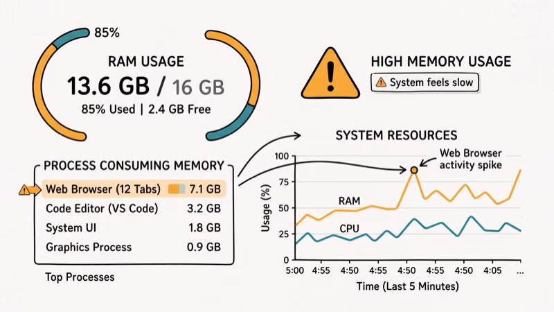 System resource monitor showing CCXProcess memory and CPU usage