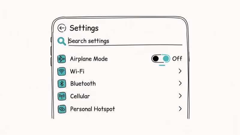 iPhone Control Center toggling Airplane Mode to reset cellular radio