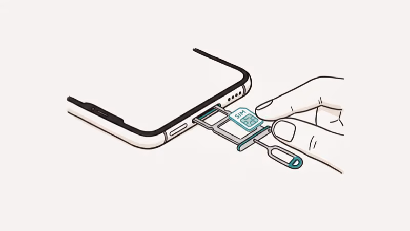 Removing and reinserting iPhone SIM card tray for better connection