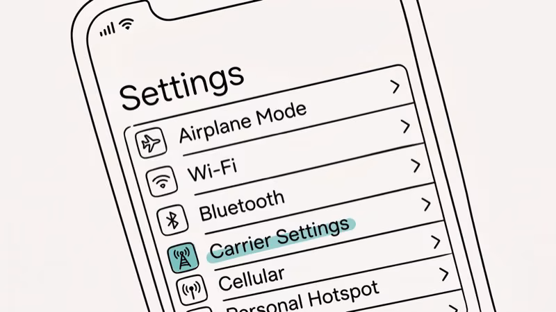 iPhone carrier settings update notification in general settings screen
