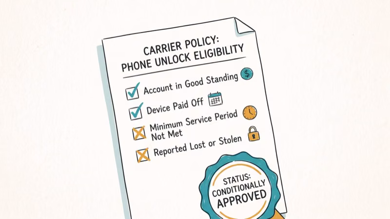 Chart showing major carrier unlock requirements and eligibility timelines