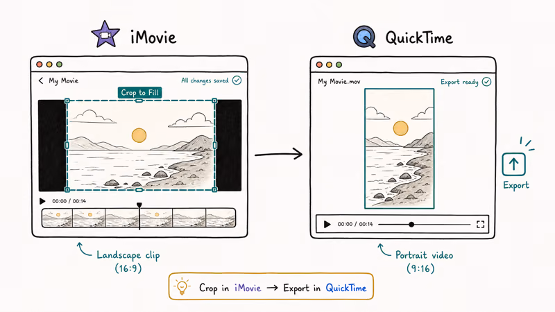 Mac iMovie Crop to Fill followed by QuickTime re-export to a true vertical file