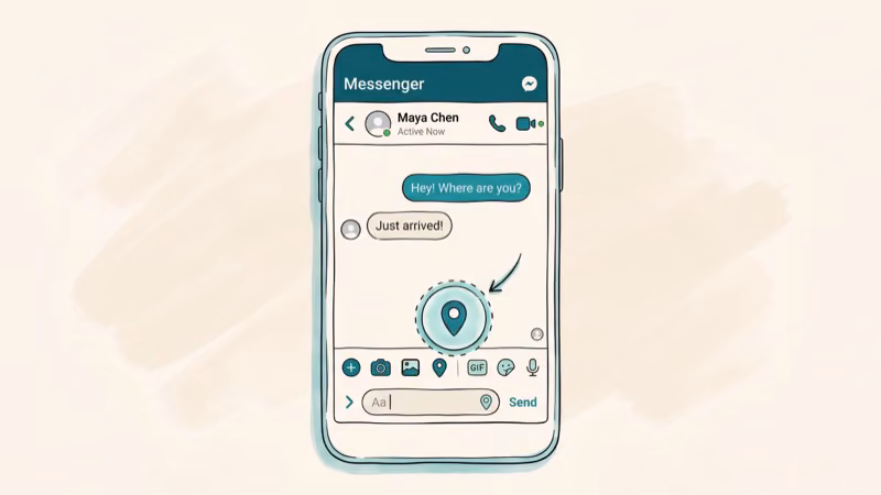 Facebook Messenger location sharing pin on interactive map view