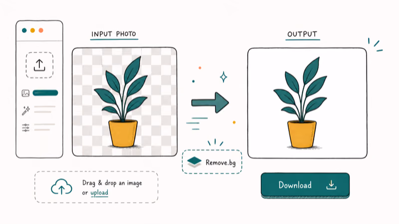 Hand-drawn illustration: Remove.bg