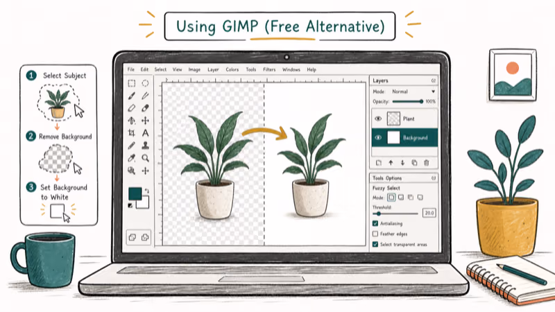 Hand-drawn illustration: Using GIMP (Free Alternative)
