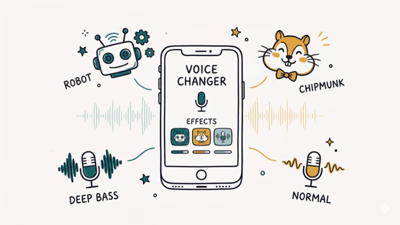 Smartphone with voice effect icons for mobile voice changer apps